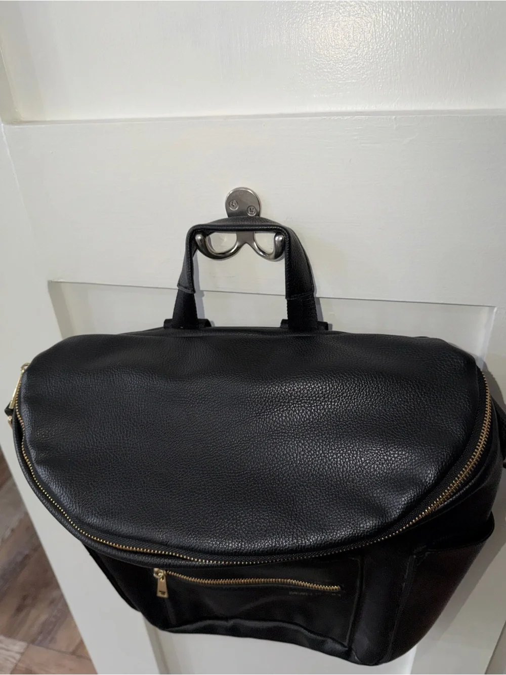 Fawn Design Diaper Bag Backpack Messenger Black Vegan Leather Original
